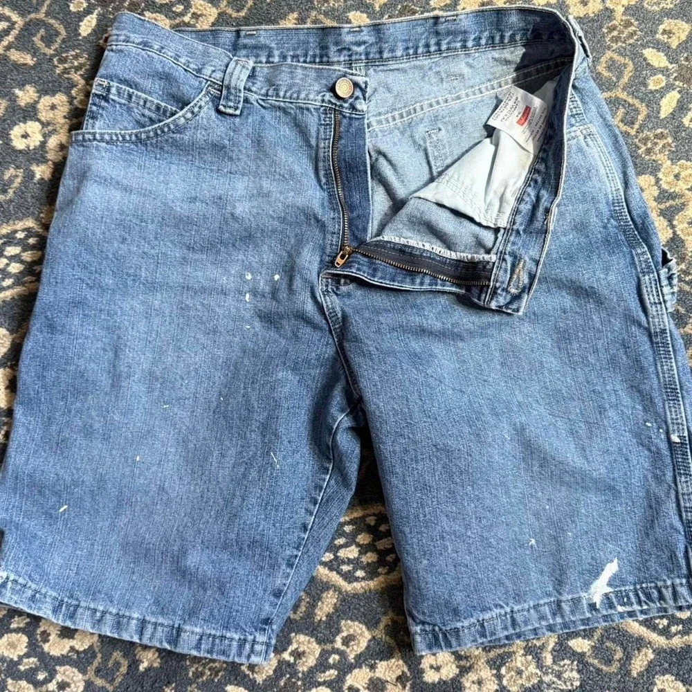 Wrangler Carpenter Denim Jorts Medium Wash Workwear Skater Grunge Shorts Size 34
